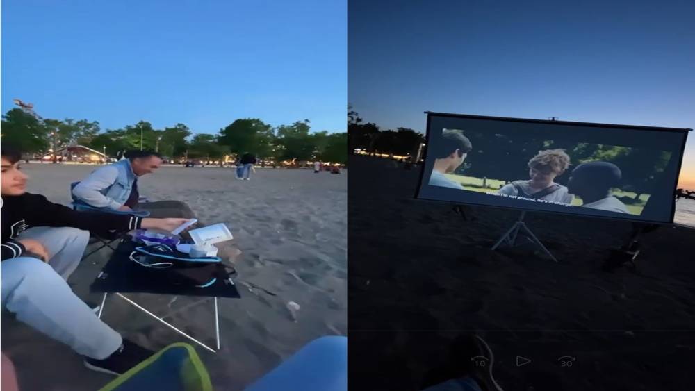 Yalova’da 3 kafadar plajı açık hava sinemasına çevirdi
