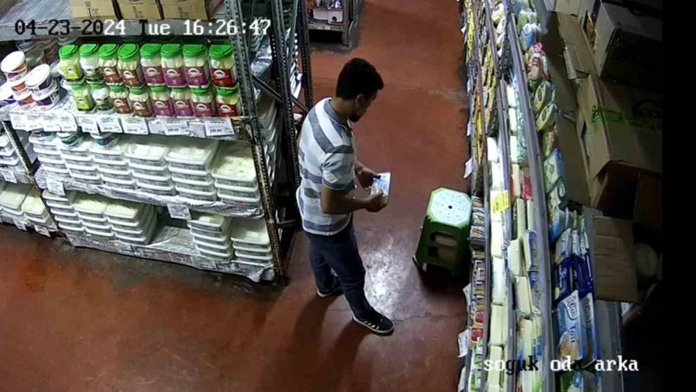Şanlıurfa’da markette kaşar peynir hırsızlığı kameraya yansıdı

