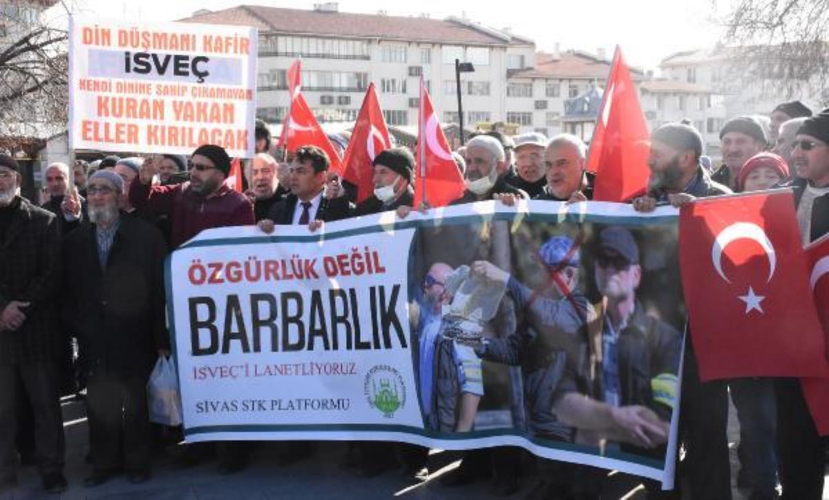 İsveç'te 'Kuran-ı Kerim'in yakılması Sivas'ta protesto edildi